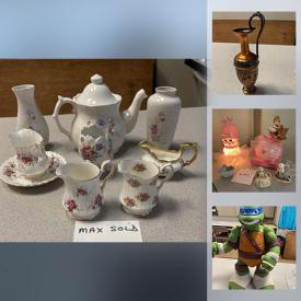 MaxSold Auction: This online auction features Breakfast Serving sets, Bavaria, Antique Glassware, Lladro, Lenox, Japanese Glassware, Communion Dress, Wedding Dresses, The Simpsons, Ninja Turtles and much more.