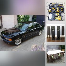 MaxSold Auction: This online auction features 1999 BMW, Power Tools, Teak Patio Furniture, Adjustable Standing Desk, Vintage Dresser, TV, Small Kitchen Appliances, Bar Fridge, Chest Freezer and much more!