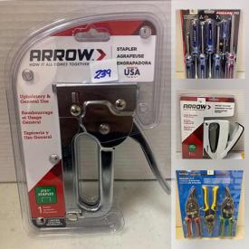 MaxSold Auction: This online auction features NIP hand tools such as screwdrivers, hammers, aviation snips, and pliers, drill bit sets, socket sets, clamps and much more!