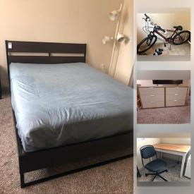 MaxSold Auction: This online auction features furniture such as a shoe rack, couch and ottoman, tables, nightstands, shelving units, bed frames, file cabinet, chair, dresser, desk and more, bike, lamps, sports items, household tools, kitchenware, small kitchen appliances, heater, sheepskin rugs and much more!