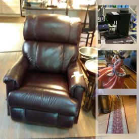 MaxSold Auction: This online auction features furniture including tables, La-Z Boy recliners, Barrymore wing chairs, desks, massage table, and entertainment unit, books (some signed), lamps, clocks, bone china, kitchenware, glassware, wall art, small kitchen appliances, workmate, drills, routers, power washer, shovels, garden tools, ladders, pipes, drywall, wood, Weber BBQ, Dyaco treadmill, golf clubs, Sony radio/CD, speakers, keyboards, computers, LG/Samsung and Toshiba TVs, Yamaha stereo, Dell and Acer monitors and much more!