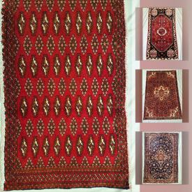 MaxSold Auction: This online auction features Persian rugs such as Kashan rugs, Zanjan hand-knotted wool rugs, Kashmir rug, Tabriz runner rug, Turkman rug, Hamedan rug and more!