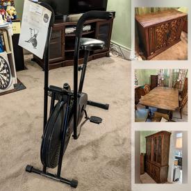 MaxSold Auction: This online auction features mobility aids, exercise bike, dining table and chairs, kitchen hutch, china cabinet, metal cabinet, kitchenware, storage cabinet, table, wicker back dining chairs, microwave cart, pots and pans, glassware and much more!