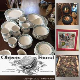 MaxSold Auction: This online auction features Jewelry, Milk Glass, Teapot Collection, Vintage Luncheon Set, Stick Pin Collection, Dichroic Glass, Candlesticks, Perfume Bottles, Victorian chair, Music Boxes, Area Rug, Pet Supplies, Wallace Ornaments, Vintage Postcards and much more!