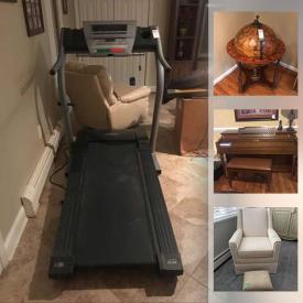 MaxSold Auction: This online auction features Lenox, Spode, crystal figurines, Currier piano, furniture such as entertainment center, arm chairs, Chenille sofa, and La-Z-Boy recliner, area rugs, Bose speakers, CDs, 52” Sony TV, wall art, globe bar, lamps, cookware, cabinets and much more!