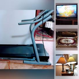 MaxSold Auction: This online auction features Treadmill, Area Rug, Small Kitchen Appliances, Wooden Globe Bar, Garden Tools, Outdoor Fountain Statue, TVs and much more!