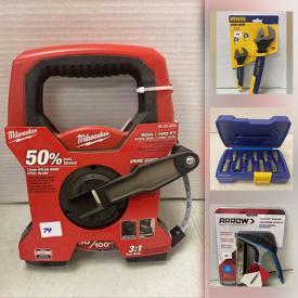 MaxSold Auction: This online auction features New Hand Tools such as pliers, screwdrivers, bolt cutters, hammers, drill bits, staplers, clamps, and New Polo Shirts, New Lightweight Jackets, New Active Fleece Jackets, Folding Shopping Cart and much more!