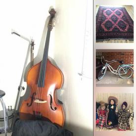 MaxSold Auction: This online auction features Sports Equipment, Christmas Animated Dolls, Settee, Framed Wall Art, Small Kitchen Appliances, Bicycle, Area Rug, Executive Desk, LPs, Trombone, Violin With Case Upright Bass and much more!