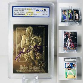 MaxSold Auction: This online auction features Sports Cards such as Kobe Bryant, Lebron James, Alex Rodriguez, Steph Curry, Michael Jordan, Tom Brady, Brett Favre, Frank Ntilikina, Dirk Nowitzki, Sports Stars and much more.