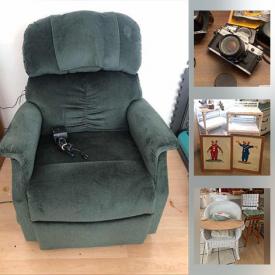 MaxSold Auction: This online auction features Wicker Furniture, Vintage Toys, Small Kitchen Appliances, Exercise Equipment, Lift Chair, Teak Furniture, Board Games, Ceramic Cow Collection Four-poster Mirrored Canopy Bed, Vintage Jewelry, Art Glass and much more!