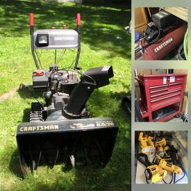 MaxSold Auction: This online auction features Craftsman snowblowers, TOA mixer and speakers, electronics, tool chest, welding cart, books, soldering kit, belt sander, hitch tows, tool belt, tools, nuts and bolts, Dewalt tools, Neewer microphone, fossils, skis and much more!