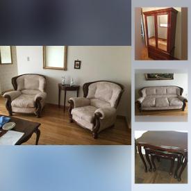 MaxSold Auction: This online auction features Chesterfield, Arm Chairs, Armoire, TV, Wall Art, Mirror and much more!