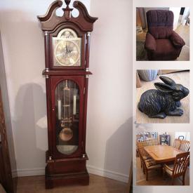 MaxSold Auction: This online auction features new items such as microwave cabinet, Stetson, and ceiling fan, Royal Albert, Wedgwood, decorative plates, furniture such as vintage chairs, bedroom set, shelving units, dishware, wall art, costume jewelry, holiday decor and much more!