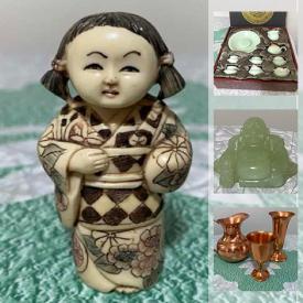 MaxSold Auction: This online auction features Chinese Jade Buddha, Onyx Animal Figurines, Vintage Ceramic Figurines, Vintage Art Deco Table Lamp, Vintage Copper Craft, Art Pottery, Vintage Pyrex, Books and much more!