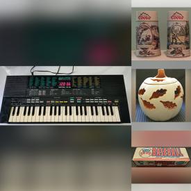 MaxSold Auction: This online auction features Collector Plates, Vintage Ashtrays, Brass Figurines, Beer Steins, Yamaha Keyboard, Sports & Non-Sports Trading Cards, Golf Balls, Horse Themed Decor, Child's Bicycle, New Craft Kits and much more!