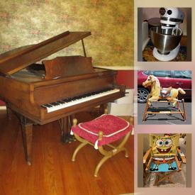 MaxSold Auction: This online auction features Refrigerator, Vintage Spring Horse, Outdoor Sports Equipment, Wood Sculptures, Hand Tools, Yard Tools, Patio Furniture, Vintage Kundo Clock, Daniel Monfort Sculptures, Baby Grand Piano, Small Kitchen Appliances, Shelving, Board Games, Puzzles, Video Game System, Ping Pong Table, Doll House and much more!
