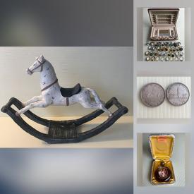 MaxSold Auction: This online auction features vintage collector coins, Lego, costume jewelry, hardware, original wall art, stained glass, Halcyon Infinity diving system, art glass, vintage ceramics, vintage LPs, sports collectibles, antique chandelier, wooden masks and much more!