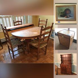 MaxSold Auction: This online auction features Dining Room Furniture, Framed Wall Art, Display Shelves, Table & Floor Lamps, Krystina Figurines, Metal Twin Beds, Wicker Furniture, Dressing Mirror, Vintage Room Divider, Small Kitchen Appliances Board Games, Yard Decor and much more!