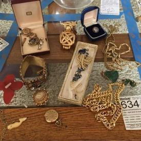 MaxSold Auction: Diamonds may be a girl's best friend, but everyone loves gold. This Stamford MaxSold Estate Sale Online Downsizing Auction feautred gorgeous gold jewelry from charm bracelets, to pendants, to even a seahorse pin! 