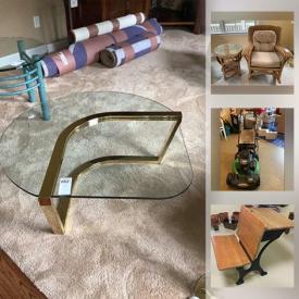 MaxSold Auction: This online auction features Solid wood Maple French & Heald furniture, Office Furniture, Lamps & Lighting fixtures, Chest freezer, Rugs, Norman Rockwell collector's plates, Vintage School desk, Berry pots, Signed Original Artwork, Lawnmower, Glass & Brass tables, Rattan furniture and much more!