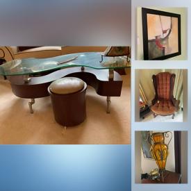 MaxSold Auction: This online auction features Art Glass, Metal floor Candelabra, Contemporary Furniture, Fireplace with Built-in Mantel, Plumbing Equipment, Framed Wall Art, Exercise Bike, Swag Lamp, Amp, TV, Computer Camera and much more!