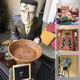 MaxSold Auction: This online auction features a Frankenstein butler with tray, Chum's Annual books, The World of Robert Bateman book, vintage maps, belts, rare prints, frames, rock collection, linens, wool blanket, file cabinets, bedding, stainless steel sink, needlepoint, water feature, vintage picnic basket, tri light lamp, handmade wall hanging, table runner, area rugs, vintage suitcase and much more!