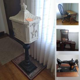 MaxSold Auction: This online auction features Vintage Singer Sewing Machine, Cabinets, Office Supplies, Sewing Notions, Vintage Furniture, Lamps, Cookbooks, Nintendo, Cast Iron Mail Box and much more.