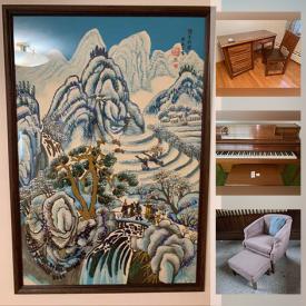 MaxSold Auction: This online auction features Story and Clark piano, furniture such as Italian provincial chair, side tables, teak table and chairs, and curio cabinet, area rugs, wall art, vintage glassware and much more!