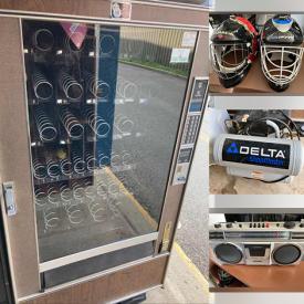 MaxSold Auction: This online auction features Snack Vending Machines, Coke Coolers, Horse Hair Bristle Brushes, Toilet Paper Dispensers, Small Kitchen Appliances, Yard Tools, Beer Tap Handles, Air Compressor and much more!