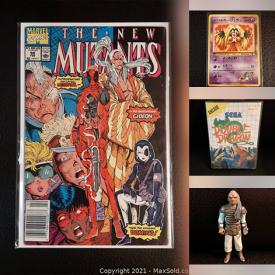 MaxSold Auction: This online auction features collectibles such as first-issue Marvel comics, signed sports cards, NIB sealed figures, vintage records, vintage Double Dragon video game, vintage Pokémon cards, DVDs, board games, Star Wars figures, LPs and much more!