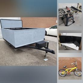 MaxSold Auction: This online auction features indoor/outdoor furniture, electronics, Microwave, lamps, prints, Utility Trailer, CDs, DVDs, electric typewriter, woodshop table saw, bicycles, bags and hats, TV, books, tools, cooler and much more.