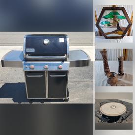 MaxSold Auction: This online auction features Patio Furniture, Weber BBQ Grill, Garden Art, Plastic Shelving, Power Tools, Kid's Bike, Men's Watches, Art Glass, Vintage Stain Glass Window, NIB Smart Car Robotics, Area Rug, Video Game System, Fabric Rolls and much more!