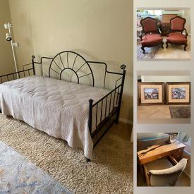 MaxSold Auction: This online auction features Dining Room Table & Chairs, Sofa, Secretary Desk, Complete Bedroom Set, Black Iron Trundle Bed, Fish Sculpture Art and much more!