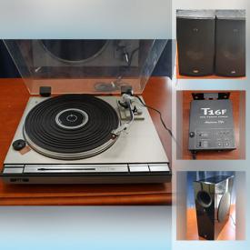 MaxSold Auction: This online auction features Audio Equipment such as Turntables, Tuners, Receivers, Speakers, Subwoofers, CD player, Audio/Video Control Center, and Guitar and much more!!