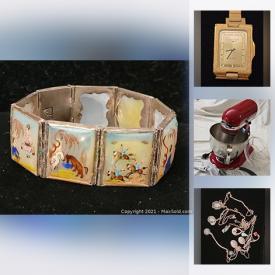 MaxSold Auction: This online auction features Native American Jewelry, Frankoma Pottery, Coins, Costume Jewelry, Watches, Vintage Chinese Tile Bracelets, Kitchen Aid Mixer, Painted Ponies Collectible, Signed Pottery, Southwest Rugs and much more!
