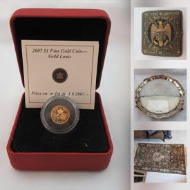 MaxSold Auction: This online auction features Coins, Banknotes, Carved Figurines, Vintage MCM Jewelry, Vintage Tokens & Badges, First Nations Art, Carved Jade, Chinese Vase, Spanish Silver, Art Glass, Wedgwood Vase, WWII-era Trench Art, Hallmarked Sterling Silver Pendants, Persian Silk Rug and much more!