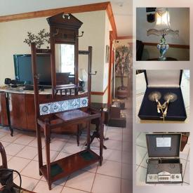 MaxSold Auction: This online auction features Antique Furniture such as Secretary's Desk, China Cabinet, Buffett, Marble Top Console, Side Tables, Capodimonte Lamp, Postcards, Chairs, and Chinese Porcelain Bowl, Wooden Carvings, Decorative Horses, Vintage Audio Equipment and much more!