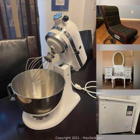 MaxSold Auction: This online auction features TV/Fireplace Unit, Kitchen Aid Mixer, Small Kitchen Appliances, Chest Freezer, Yard Tools, Kids Bikes, Patio Furniture, Gazebo, Vintage Vanity and much more!