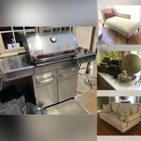 MaxSold Auction: This online auction features furniture such as a dining room table, chairs, Kravet upholstered chairs, fabric sofa, C.R. Laine fabric chair, table, patio chairs, lounge chair, nightstands, chair, armoire, dressers, Bernhardt buffet, Carrom Foosball table, garden shelf and more, Honda lawnmower, glassware, lamps, games, linens, bedding, Les Paul guitar, area rugs, deck box, Weber grill, towels, small kitchen appliances, home decor and much more!