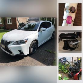 MaxSold Auction: This online auction features 2015 Lexus Hybrid, Diamond Anniversary Ring. Fine Jewelry & Watches, Loose Gemstones, Costume Jewelry, Stamps, Coins, Currency, Cameras & Accessories, Computer Gear, Collection Of Miniatures, Art Pottery, Puzzles, Stained Glass, TV, Art Glass, Electric Fireplace, LPs, CDs, Exercise Equipment, Office Supplies, Small Kitchen Appliances, Stove, Teapot Collection, Yarn, English Riding Saddle, Horse Tackle, Washer, Dryer, Power & Hand Tools, Photo Developing Equipment, Snowblower, Lawnmower and much more!