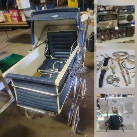 MaxSold Auction: This online auction features Sewing Machines, NIB Belts, NIB Belt Buckles, Jewelry, Watches, Stereo Equipment, Vintage Baby Stroller, Uline Poly Mailers, Clear Bags, Toys, Video Game System, Small Kitchen Appliances, DVDs, Golf Ball Collection and much more!