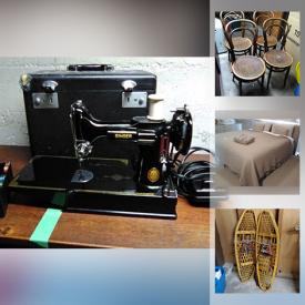 MaxSold Auction: This online auction features Bedroom Furniture, Wood & Metal Art, TVs, Wicker Chairs, Collectible Teacups, Patio Furniture, Toys, Kids Books, Games, Camping Gear, Vintage Sewing Machine, Snowshoes and much more!