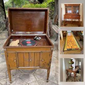 MaxSold Auction: This online auction features Shuffleboard Table, Vintage Dish Set, Precious Moments Figurines, Antique Tools, Vintage Gramophone, TV, Vintage Hunters Cabinet and much more!