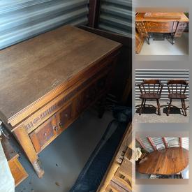 MaxSold Auction: This online auction features Antique Dining Hutch, Antique White Sewing Machine, Pine Dining Room Table and Chairs.