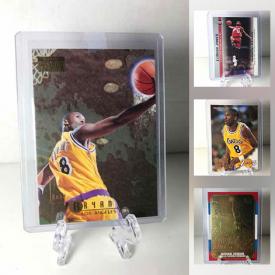 MaxSold Auction: This online auction features Sports Trading Cards for Kobe Bryant, Lebron James, Shaquille O’Neal, Allen Iverson, Scottie Pippen, Steph Curry, Luka Doncic, Jason Tatum, Brett Farve, Tom Brady, Wayne Gretzky and much more!