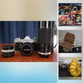 MaxSold Auction: This online auction features TVs, Stereo Equipment & Components, Dr Who mini-figures, Comic books, Star Wars collectibles, Portable Fireplace Video games & Components, Hand Held games, Xbox360, Tech gadgets, iPad, Antique furniture, Workshop Power Tools & Equipment, Cameras & Lenses, Toys, Games and much more