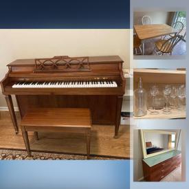 MaxSold Auction: This online auction features Jonas Chickering piano, Harvard pool table, furniture such as dinette set, lowboy dresser, nightstands, and sleigh bed, area rugs, glassware, books, shelving, CDs, lamps, treadmill and much more!