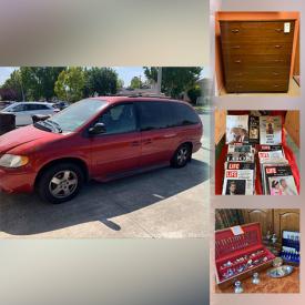 MaxSold Auction: This online auction features Dodge Minivan, furniture such as a sofa, metal cabinet, 5 drawer dresser, china cabinet, kitchen table, cabinet, Lane cedar chest and more, china, Christmas decor, seasonal decor, salad plates, serving ware, kitchenware, small kitchen appliances, books, stuffed animals, linens, crystalware, collectible plates, Story and Clark piano, silverware, office supplies, wall art, camera supplies, Corningware, cleaning supplies, books, vintage magazines, White House china, mobility aids, GE refrigerator, Avon porcelain figures, luggage, linens and much more!
