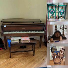 MaxSold Auction: This online auction features Wurlitzer Grand Piano, silver plate, Lenox, Noritake, furniture such as vintage chairs, wooden buffet with mirror, mid-century chest, and dining table with chairs, framed wall art, area rugs, glassware, kitchenware, dishware, cookware, hardware, hand tools, power tools, shelving units, golf clubs, gardening supplies, pottery, planters, office supplies, costume jewelry, stained glass, men and women’s clothing, collectible dolls, file cabinets, computer accessories, vintage newspapers, records, children’s toys, board games, exercise equipment and much more!