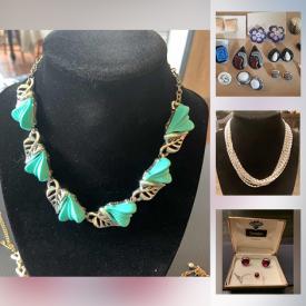 MaxSold Auction: This online auction features Costume Jewelry such as Boho Chic Earrings, Retro Studs, Pearl Themed Brooches, Vintage Brooches, Adjustable Rings, Chunky Bracelets, Gemstone Rings, Pendants, and Jewelry Boxes and much more!